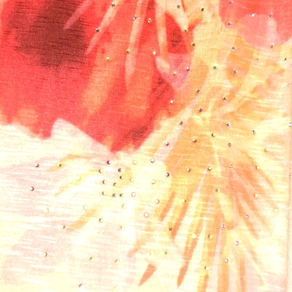 Tropical Top OrangeGray Crystal Lace Detail XL SuperFlattering Lightweight Loose - Picture 2 of 6